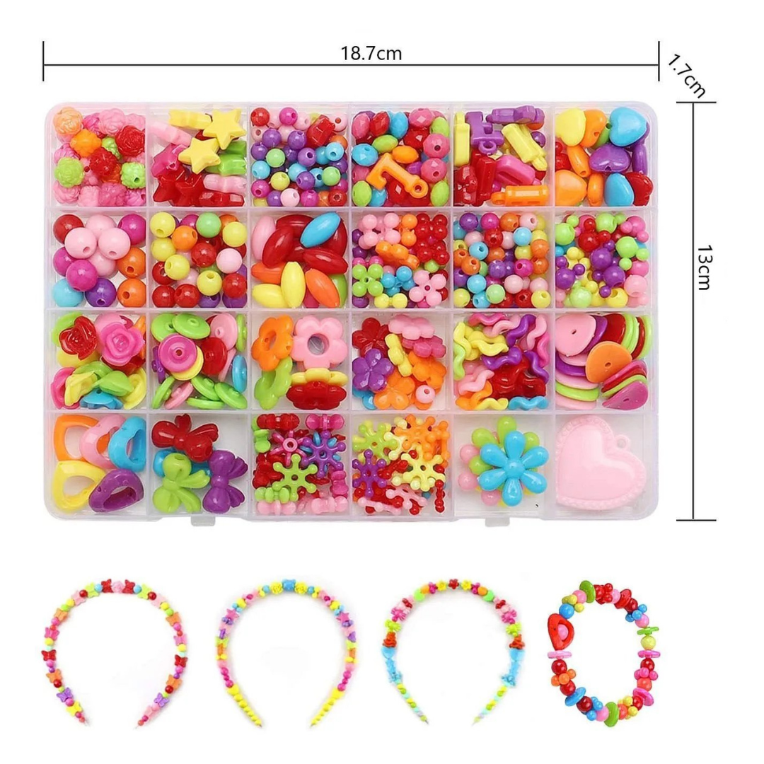 Jewellery Making Craft Kit for Kids, DIY Beads Kit for Bracelets, Necklaces & Hairbands
