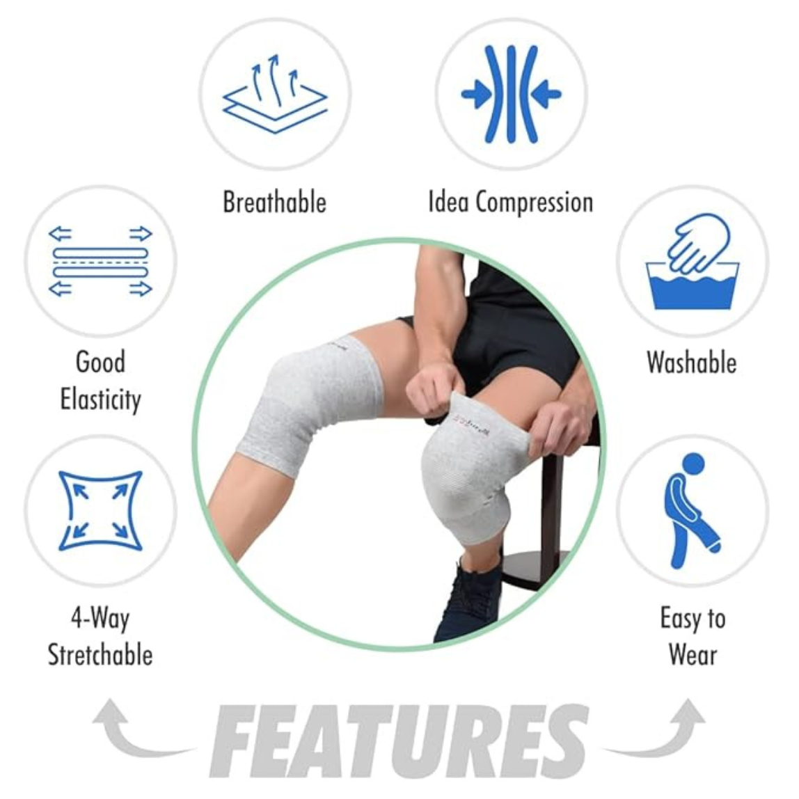Bamboo Knee Support Sleeve – Orthopedic Compression Cap for Pain Relief.