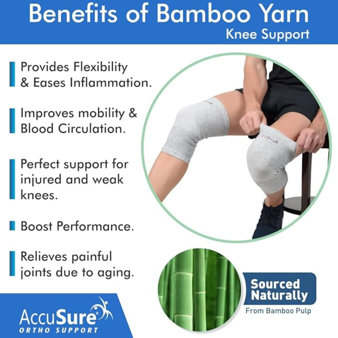 Bamboo Knee Support Sleeve – Orthopedic Compression Cap for Pain Relief.